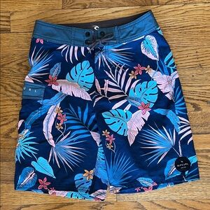 Rip Curl Blue and Pink Tropical Board Shorts